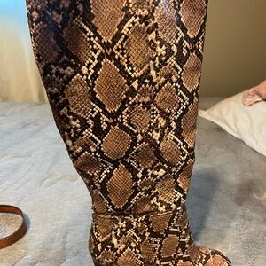 a new day Snakeskin Heeled Boots - Brown and Black